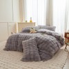 Roscloud Bread Grid Gray Rabbit Plush Faux Fur Comforter Sets