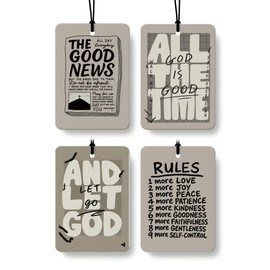 EKGJW Retro Christian Cologne Car Air Freshener 4 Pcs, Neutral Bible Verses Hanging Air Freshener for Cars Bathroom Dorm Books Decor, Vintage Religious Accessories Gifts for Women Men