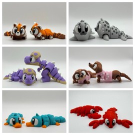 3D Printed Animal Figurines – Set of 10 Colorful Flexible Mini Collectibles for Desk Display, Shelf Decor, Unique Hand-Assembled Gifts for Teens & Adults