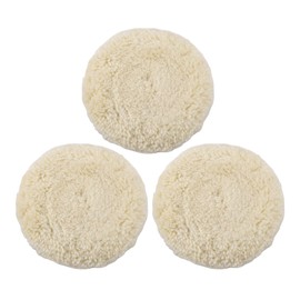 Partuto 3pc 7" 180mm Universal Wool Polishing Buffing Pad - Auto Woolen Buffing Waxing Pad Car Polisher Buffer Drill Attachment Wool Beige