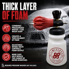 Limitless Car Care® Extreme Release Pressure Foam Cannon Adjustable Nozzle