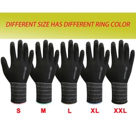 JM-FUHAND Ultra-Thin PU Coated Safety Work Gloves, 12 Pairs, Black, Medium, Unisex