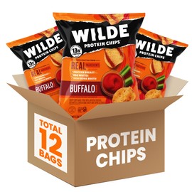 WILDE Protein Chips Buffalo Style, 1.34oz Bags, Pack of 12