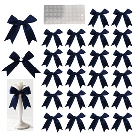 Gift Wrap Bows, 50Pcs 3.3 Inch Navy Blue Pre-Tied Bows with Adhesive Dots, for Men's Gifts, Corporate Events, Graduation, Nautical Parties & Wedding Decor