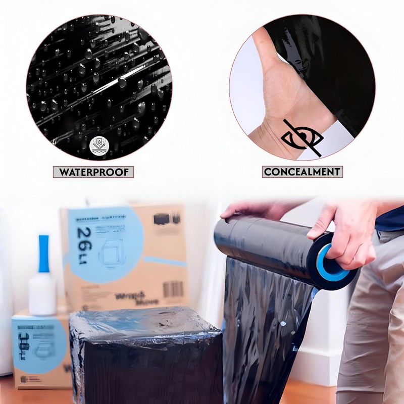 Black Pallet Stretch Wrap Extra Long Roll Standard Core Thick
