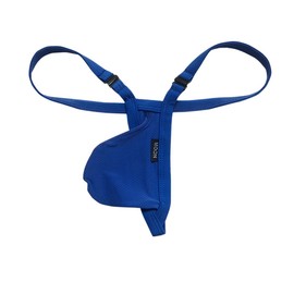 COMLIFE Tanga de hilo convexo para hombre, suave, sin seda, con botones, espalda en T, malla debajo de las bragas, Azul Real, Small