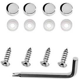 LFParts Stainless Steel Rust Resistant License Plate Frame Security Anti-Theft Self Tapping Screws Fasteners (M6x20mm, Chrome Caps)