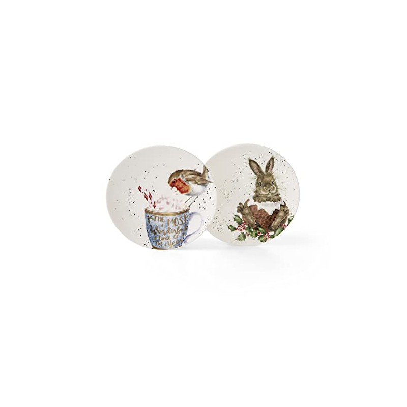 Royal Worcester Wrendale Deigns 16cm Festive Coupe Plate Robin and