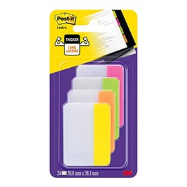 Post-It 686-PLOY Index Strong Filing Tabs, Pink, Green, Orange, Yellow, 51 x 38 mm (6 of Each Colour)