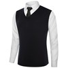 Kallspin Mens Wool Blend V Neck Sleeveless Sweater Vest, black