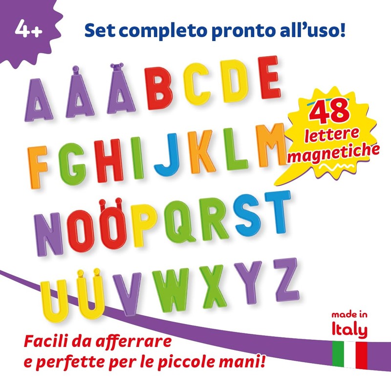 Quercetti Refill 48 Letters, Lettere Magnetiche per Bambini 4+ anni,