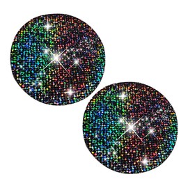 DUSCOKE 2PCS Bling Car Cup Holder Coasters - 2.75 Inch Bling Glitter Console Anti-Slip Cup Holder Insert Coaster - Universal Auto Insulated Cup Mats Car Interior Accessories for Women Girls (Black)