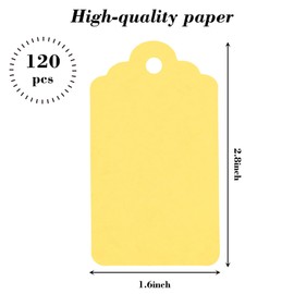 SallyFashion 120pc Gift Tags with String - Blank Yellow Paper Hanging Tags for Wedding & Birthday Gifts DIY
