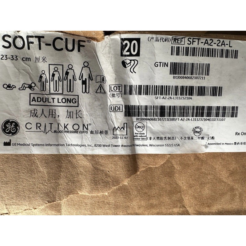 GE CRITIKON Soft Cuf 23-33m SFT-A2-2A-L BLOOD PRESSURE CUFF Adult