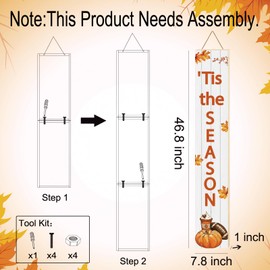 Fall Outdoor Decor Fall Porch Decor Wooden Pumpkins Football Decorations for Home Autumn Outside Thanksgiving Welcome Sign for Front Door 46.8 Inch