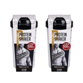 Kokubo Kogyosho KH-074 Protein Shaker Bottle, 16.9 fl oz (500 ml), Set of 2, Black, Easy to Melt, Graduated Protein Shaker Bottle