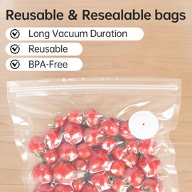 R-PACK Reusable Vacuum Bags with Valve - Ideal for Food Storage and Preservation (10in×11in, 30 pcs）