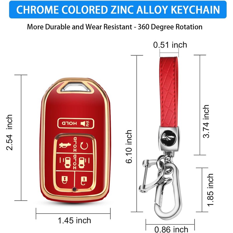 QBUC for Honda Odyssey 7 Button Key Fob Cover Case