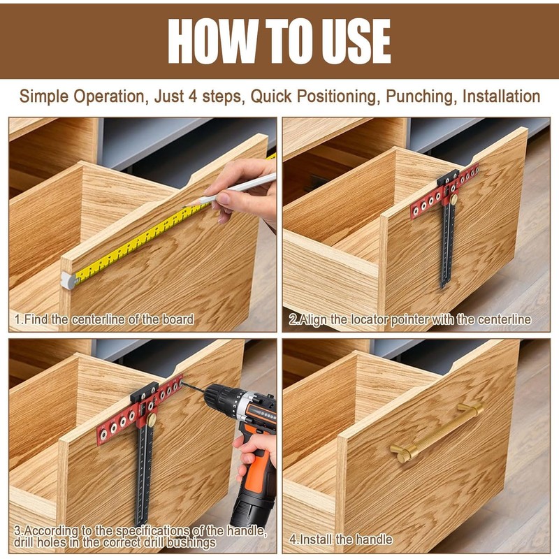 Hole Punch Locator Drill Guide, Cabinet Hardware Jig Template, Cabinet