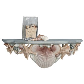 Touch of Class at The Beach Blue Seashell Wall Shelf