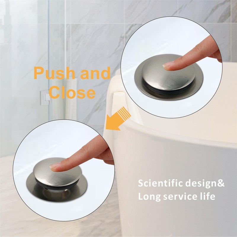 Brushed Bath Tub Drain Stoppers,Wellup Universal Pop Up Bathtub Drain