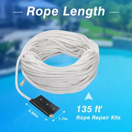 Sxkxm Pool Cover Rope 135 ft Automatic Pool Cover Rope Kit Replacement for Cocverstar Rope Compatible with Pool Cover Specialists 2017 and Up, and Any Systems That uses a 3 Hole Detachable Rope tab