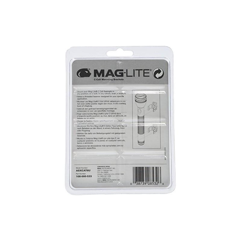 Maglite Black Universal Mounting Brackets for C-Cell Flashlight, 2 pk