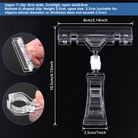 Pack of 30 Plastic Rotating Clip Labels Price Clip, Merchandise Sign Clip Display Clip Holder, Transparent Price Tag Clips, Plastic Sign Holder for Supermarket Price Display Home Office