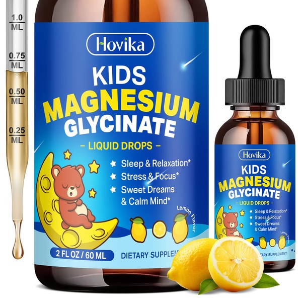 Magnesium Glycinate Liquid for Kids - with L-Theanine Omega-3, Vitamin