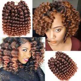 10 Inch Jamaican Bounce Crochet Hair 22 Strands 4 Packs Wand Curl Crochet Hair Curly Crochet Braids for Black Women (10 Inch (Pack of 4), T1B-30#)