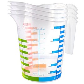 Plastic Measuring Cup For Liquids 4 -Cup With Easy To Read Measurements - Large 1 Quart - 4 Pack