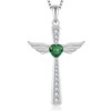 FYNSBLE Cross Necklace for Women Sterling Silver Guardian Angel Wings