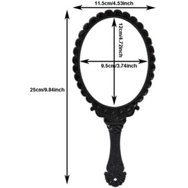 Weahre Hand Mirror Makeup Mirrors Handheld Decorative Personal Vintage Cosmetic Travel Mirrors (Black)