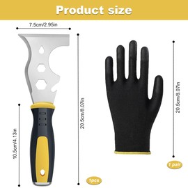 Wallpaper Scraper Tool with 1 Gloves, Stainless Steel 15-in-1 Paint Scraper Tool, Paint Scraper Wallpaper Scraper Tool Includes Paint Roller Straight Scraper Curved Scraper