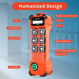 6 Channel Industrial Wireless Crane Radio Remote Control for 110V 220V 380V Electric Chain Hoist Overhead Bridge Travelling Crane Transmitter and Receiver