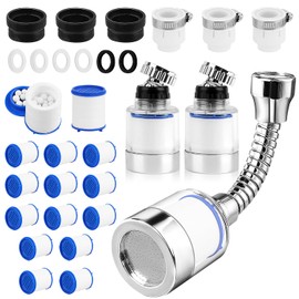 Niuny Water Filter Tap Filter Tap Filter for Drinking Water Limescale Filter Tap Descaler Attachment 360° Rotatable Water Filter Tap with Interchangeable Filter Element for Bathroom Kitchen Sink