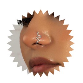 Inateannal Punk Snake Nose Rings Gold Snake Fake Nose Ring U Shape Clip On Nose Cuff Fake Septum Nose Ring Stud Snake Flexible Nose Ring Jewellery for Women and Girls, Stainless Steel