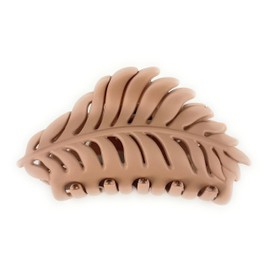 Brown leaf hair clip claw butterfly clamp 3 5/8 inches long open cut out leaves vine matte
