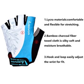 ROVOS Guantes de ciclismo – Guantes deportivos de medio dedo de montaña y ciclismo con almohadillas para orejas de absorción de impactos de 5 mm para hombres y mujeres, entrenamiento, motocicleta,