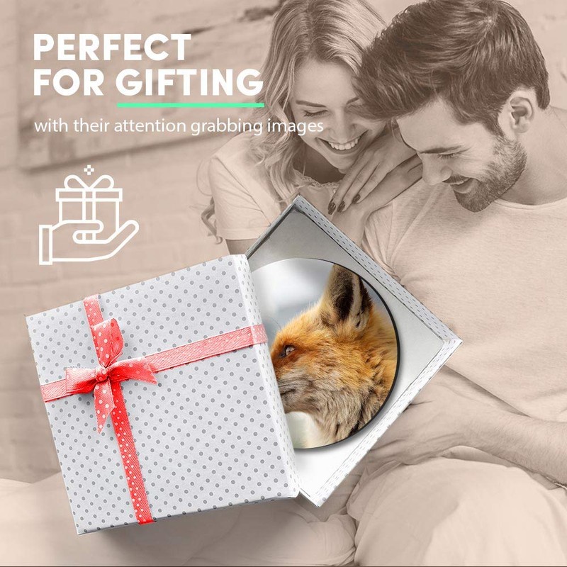 1 x Round MDF Magnet - Red Wildfox Nature Wildlife