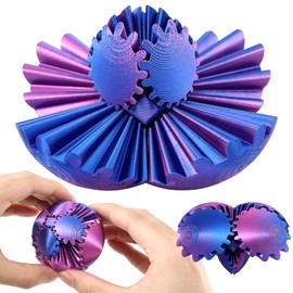 RZCOMP Gear Ball Fidget Toy Gear Ball and Gear Sphere 3D Printed Puzzle Cube Steampunk Fidget Toys with Helix Screw Design for Stress and Anxiety Relief (blue purple)