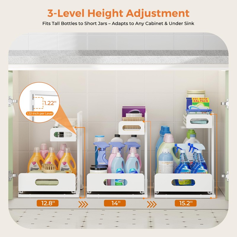 Delamu 2 Pack Metal Bathroom Organizers and Storage, 2 Tier