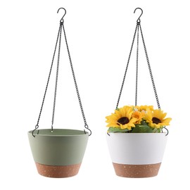 2Packs Hanging Planters for Indoor Plants Self Watering Hanging Pots with Reservoir & 3-Hooks Hanger,Hanging Baskets Flower Pots for Indoor Outdoor Garden Plants and Flowers