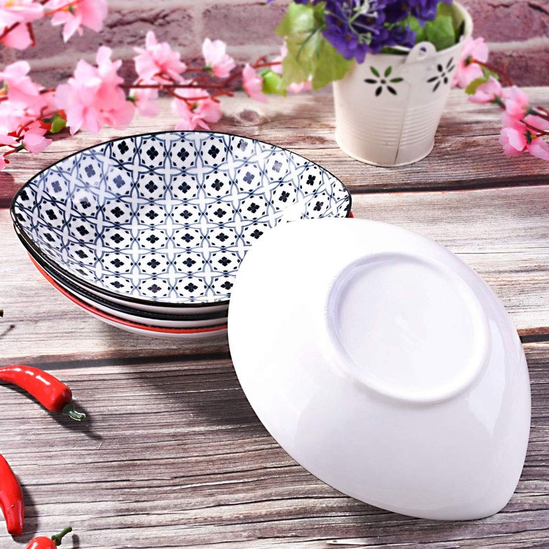 BOSILI Porcelain Dinner Plate Set of 4 Large Japanese Plates