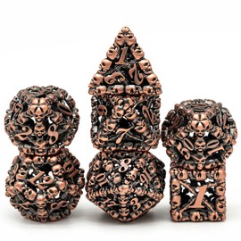 UDIXI Metal DND Dice Set D&D Dice Hollow Skull Dice Polyhedral Dice Set for Dungeons and Dragons MTG Pathfinder (Antique Copper)