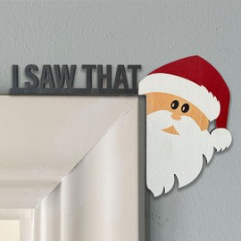 Christmas Door Decoration - Santa Door Frame Decoration,I SAW THAT Santa Claus Door Corner Sign,Doors Windows Fireplaces Wood Decor,Christmas Party Supplies