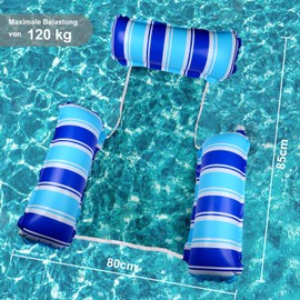 Pool Seat Floating Hammock, Water Hammock Toys Air Mattress Pool Chair Water Seat Pool Hammock Lying Mat for Children (Dark Blue + Light Blue)