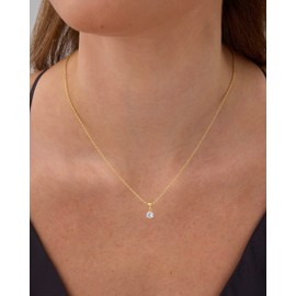 PAVOI 14K Yellow Gold Plated Colorful Charm Pendant Necklaces for Women - Adjustable Sliding Chain Dainty Necklace Charms Pack - Customizable Cubic Zirconia Birthstone Gemstone Pendants - February