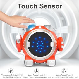 Elovien Robot Toys, Remote Control Robots for Kids Girls, RC Robot with Touch Sensor, LED Light, Flexible Arms, Dance & Music, Birthday for Girls Ages 3+ (Orange)