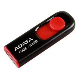 ADATA 64 GB Memoria Flash USB 2.0 Deslizable Color Negro con Rojo (Modelo C008)